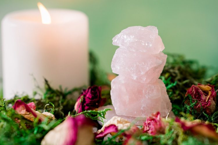 rose quartz + candle